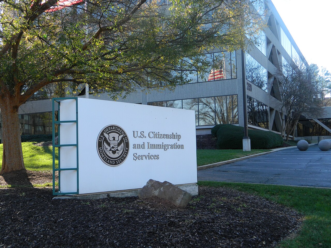 USCIS office building and agency sign in Georgia